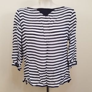Rodika Zanian Blue Striped Nautical Blouse Top